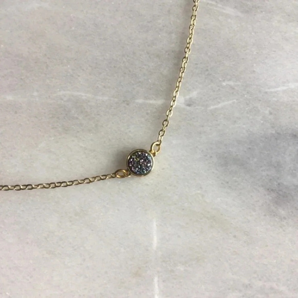 Petite Rainbow Druzy Gold Plated Necklace - Picture 3 of 8